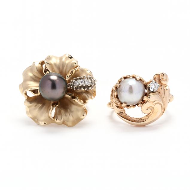 two-gold-and-pearl-rings