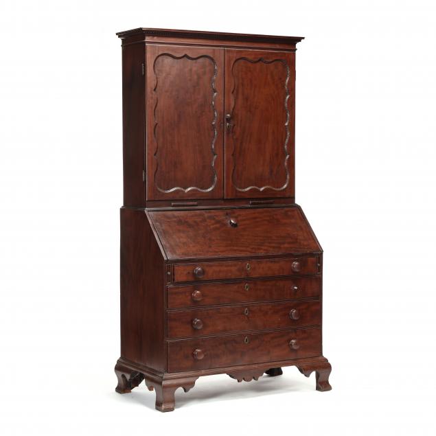 new-england-chippendale-mahogany-desk-and-bookcase