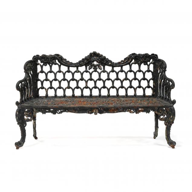 antique-american-cast-iron-white-house-garden-bench