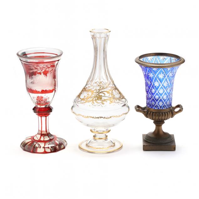 three-fine-continental-glass-vases