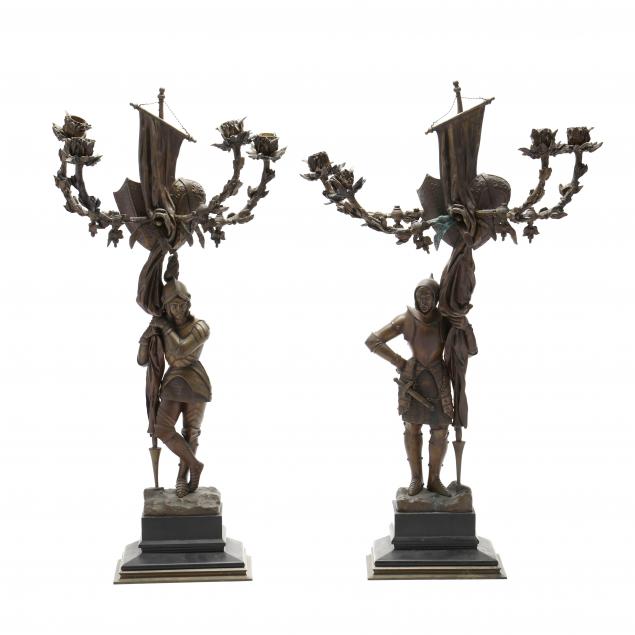 pair-of-antique-bronze-gothic-revival-figural-four-light-candelabra
