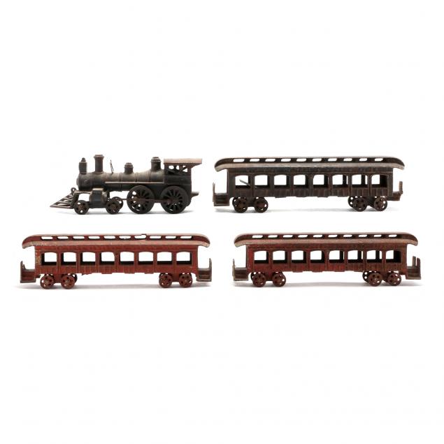 antique-cast-iron-ideal-floor-train-set