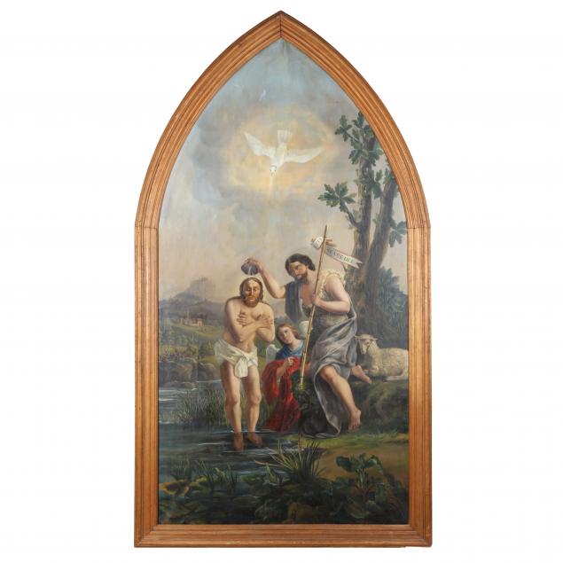 auguste-kunzek-german-school-19th-century-large-arched-painting-of-the-baptism-of-christ