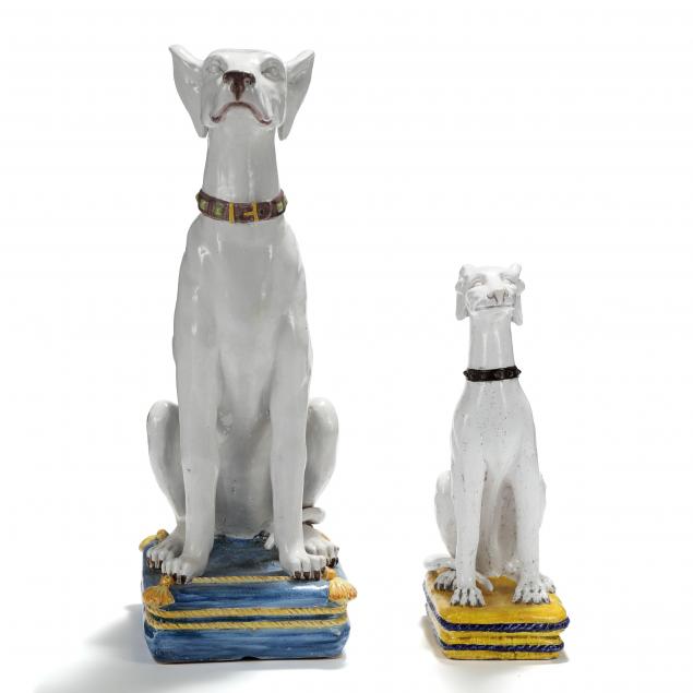 two-large-italian-faience-hounds