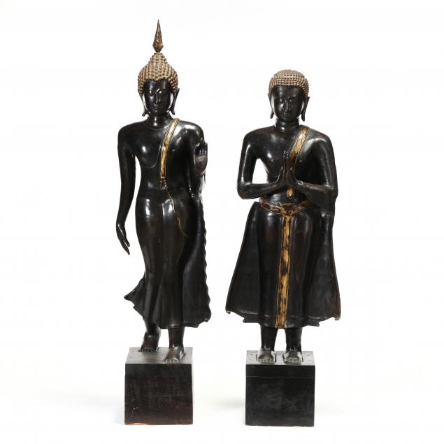 two-thai-bronze-and-gilt-sculptures-of-the-buddha
