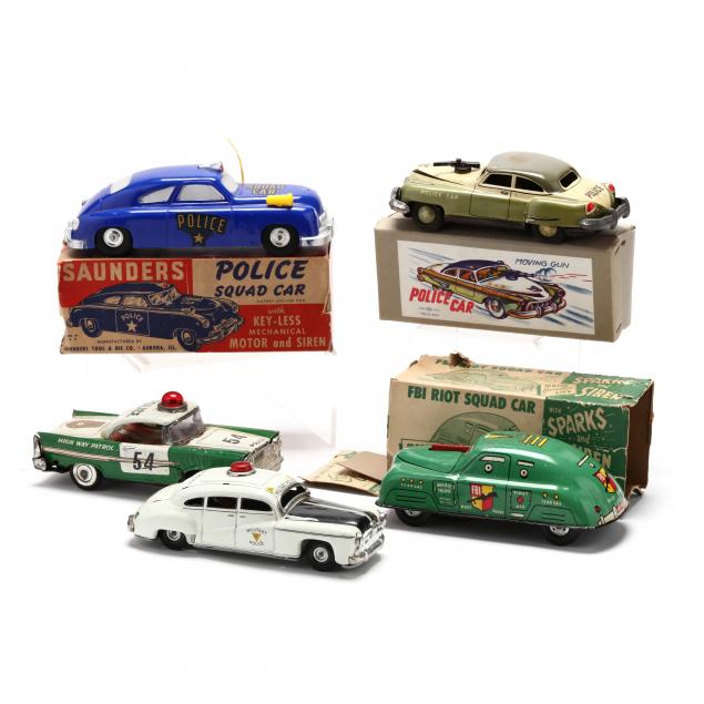 five-vintage-toy-law-enforcement-vehicles