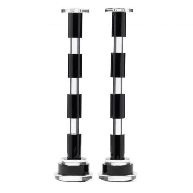 pair-of-modernist-tall-stacked-crystal-candlesticks
