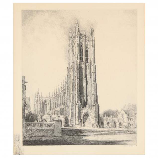 louis-orr-american-1879-1961-i-duke-university-chapel-durham-north-carolina-i-with-pencil-drawn-remarque