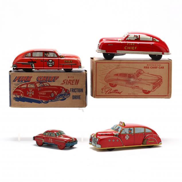 four-vintage-tin-litho-fire-chief-cars