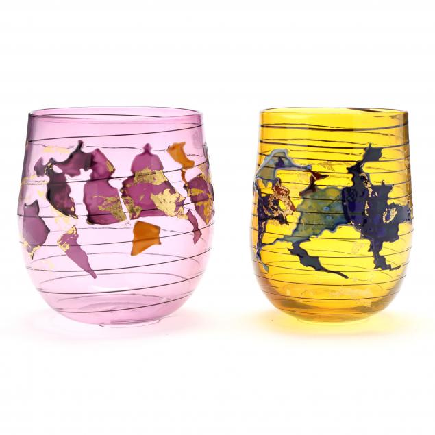 gary-zack-american-two-fused-art-glass-pots
