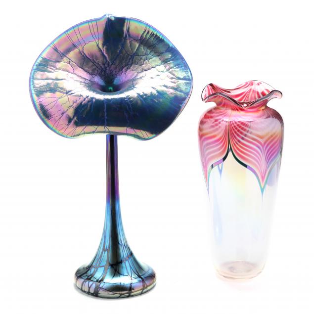 stuart-abelman-american-20th-century-two-tall-art-glass-vases
