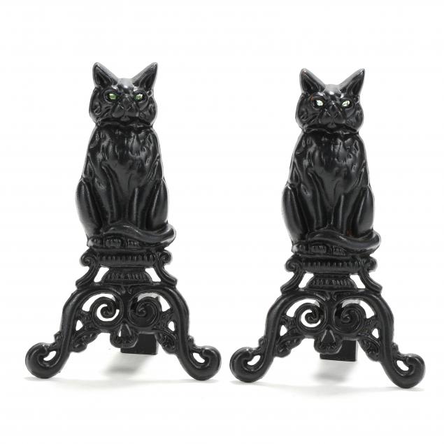 pair-of-black-cat-andirons