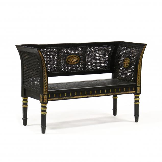 carved-and-painted-cane-seat-settee