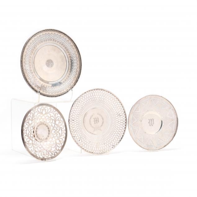 four-american-sterling-silver-reticulated-round-dishes