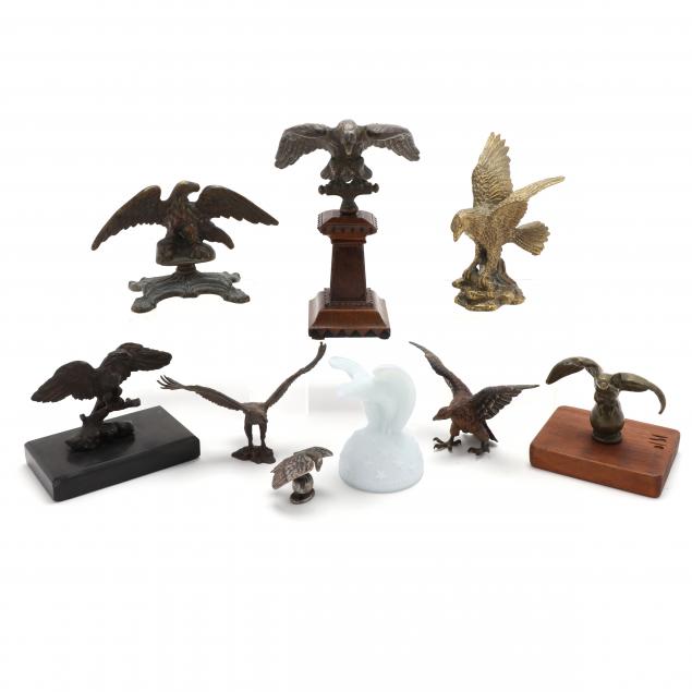 nine-assorted-vintage-small-eagle-sculptures