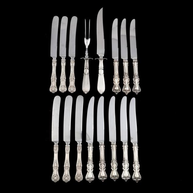 a-group-of-sterling-silver-knives