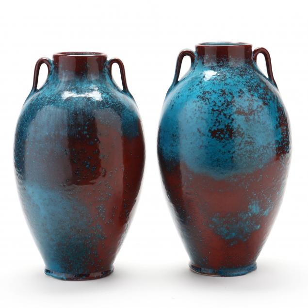 a-well-matched-pair-of-double-handled-vases-ben-owen-iii-b-seagrove-nc