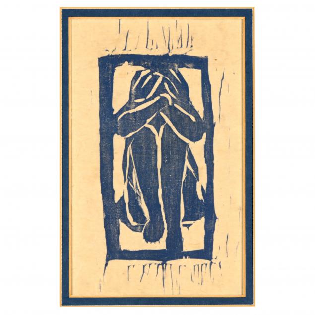 mid-century-woodblock-print-of-a-seated-girl