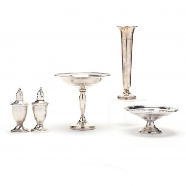 a-grouping-of-five-sterling-silver-table-items