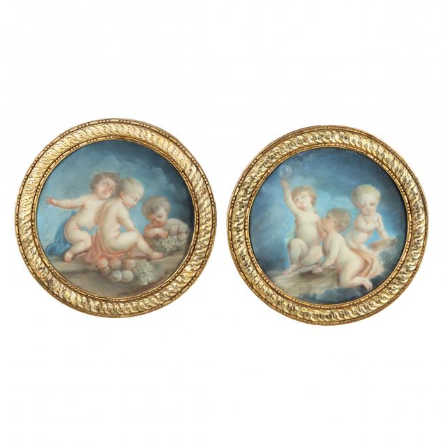 pair-of-antique-round-pastels-featuring-putti