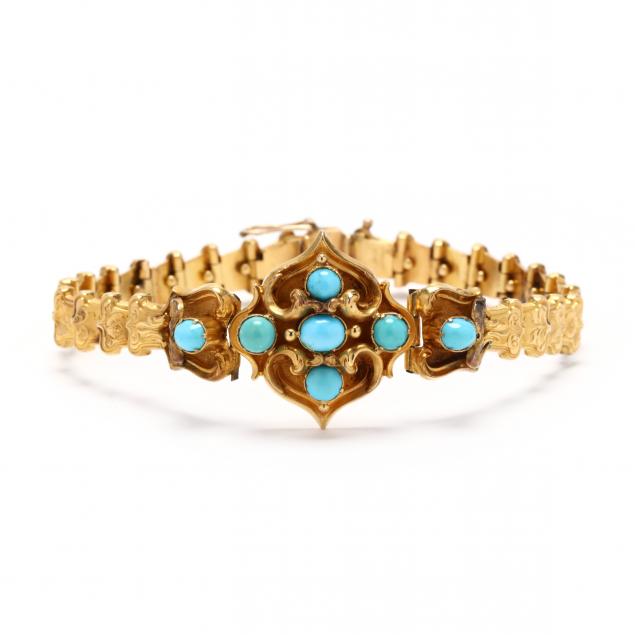 antique-gold-and-turquoise-bracelet