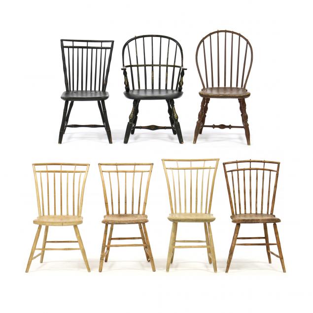 seven-assorted-antique-american-windsor-chairs