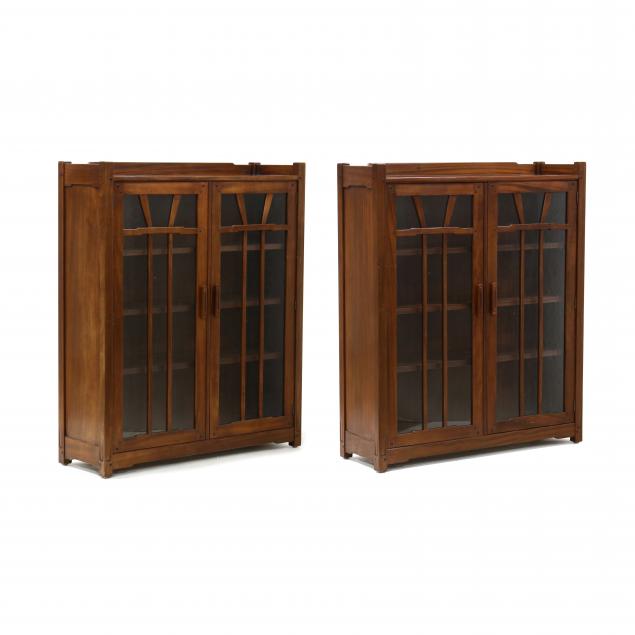 stickley-pair-of-mission-style-mahogany-bookcases