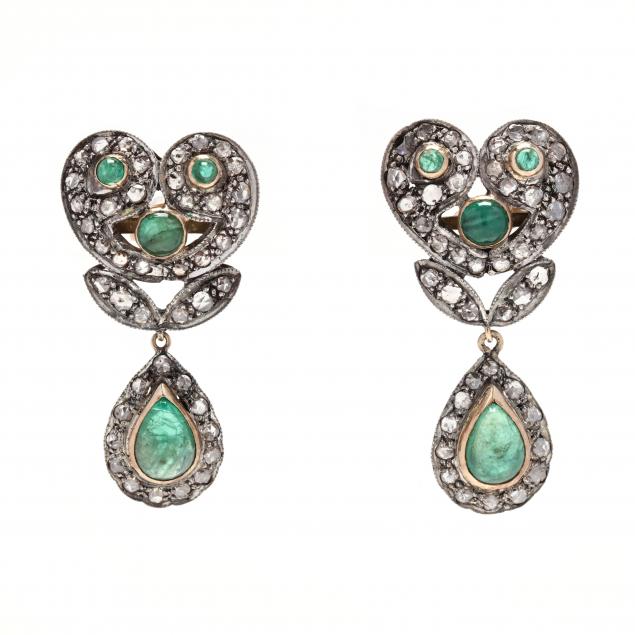 silver-gold-and-gem-set-dangle-earrings