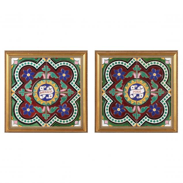 pair-of-framed-majolica-tiles