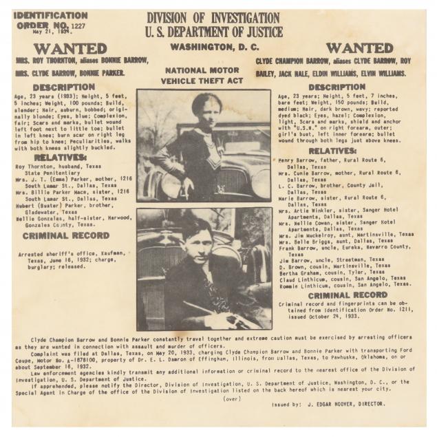 original-u-s-department-of-justice-wanted-circular-for-bonnie-and-clyde