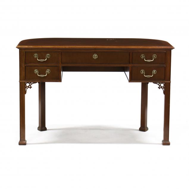 baker-chippendale-style-inlaid-mahogany-writing-desk