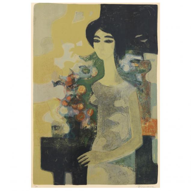 andre-minaux-french-1923-1986-woman-with-flowers