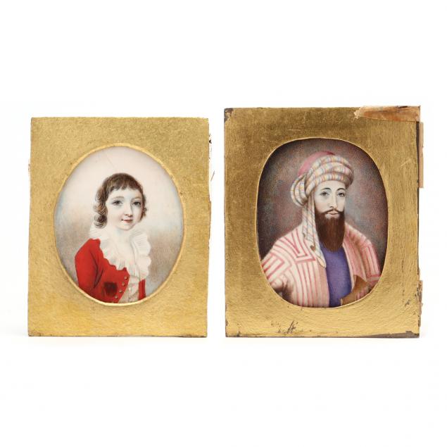 two-antique-continental-portrait-miniatures-signed