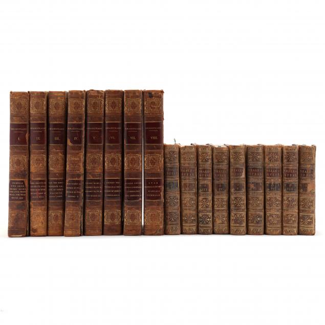 two-antique-leatherbound-sets-of-shakespeare-s-plays