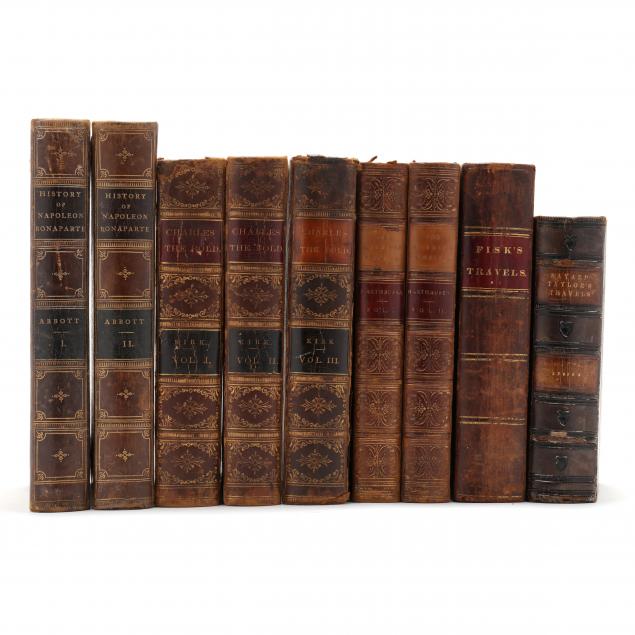 five-19th-century-english-languge-leatherbound-titles-on-history-or-geography