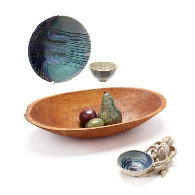 selection-of-studio-pottery-and-dough-bowl