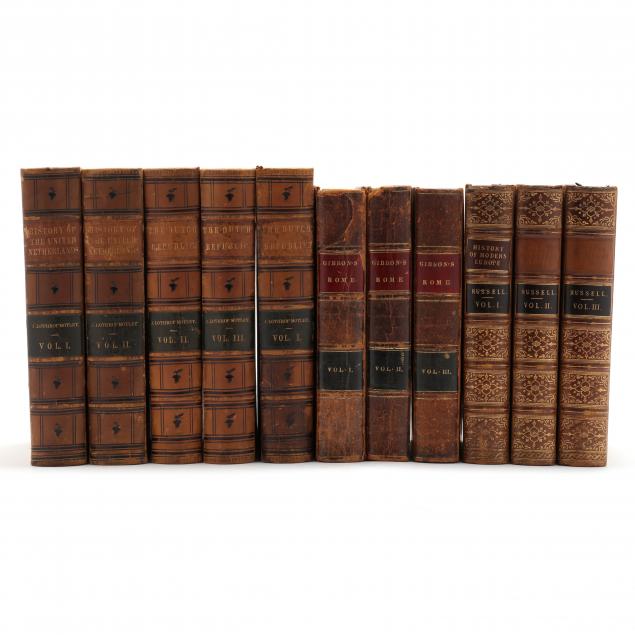three-small-sets-of-19th-century-leather-bound-books