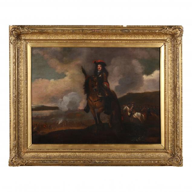 continental-school-18th-century-an-equestrian-portrait-with-battle-beyond