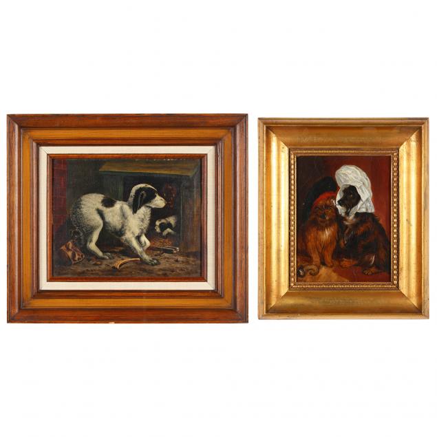two-antique-satirical-dog-paintings