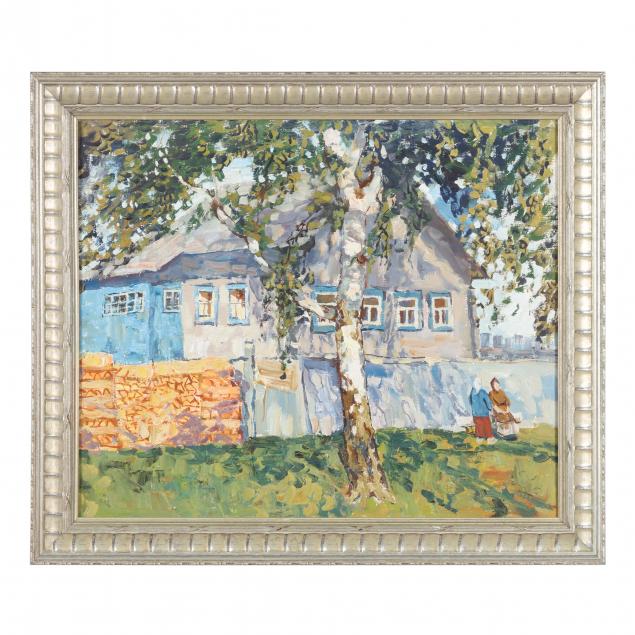 nikolay-smirnov-russian-20th-century-i-house-under-a-birch-tree-i