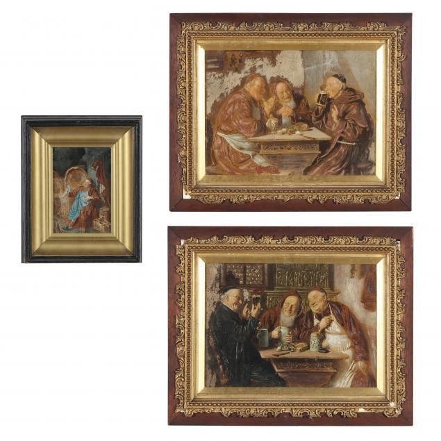 three-antique-hand-embellished-prints-of-merry-monks-and-clergymen