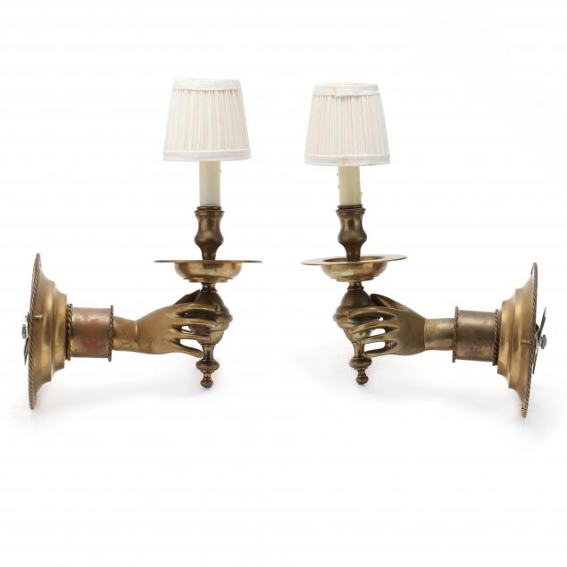 pair-of-brass-hand-wall-sconces