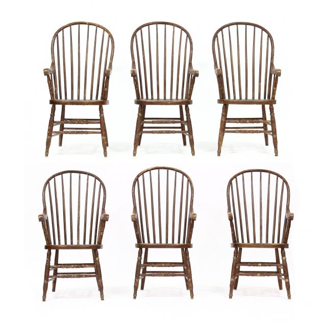 set-of-six-antique-american-painted-windsor-armchairs
