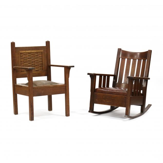 two-mission-oak-armchairs