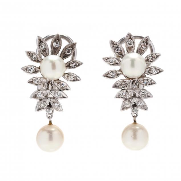 white-gold-diamond-and-pearl-earrings