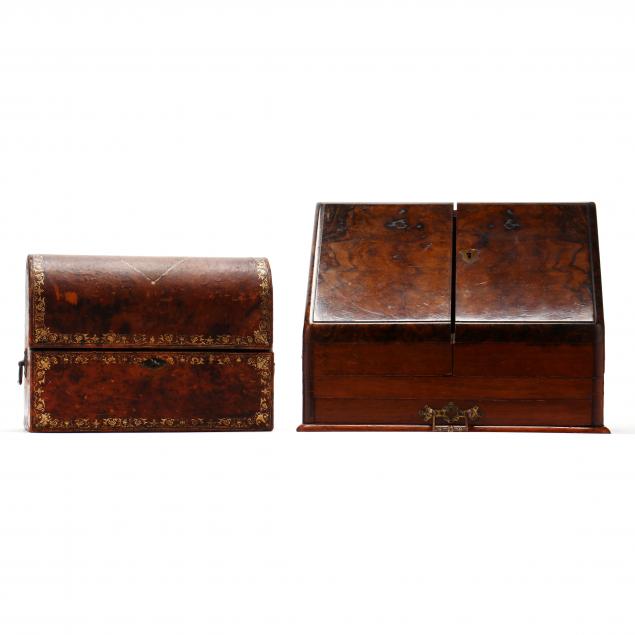 antique-english-letter-box-and-leather-decanter-box