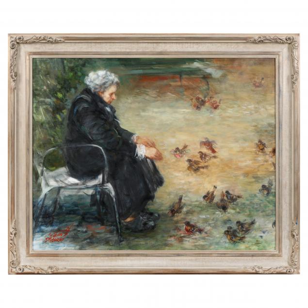 moshe-chauski-lithuanian-b-1935-untitled-woman-feeding-birds