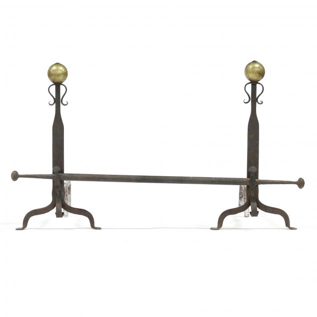 pair-of-wrought-iron-and-brass-andirons