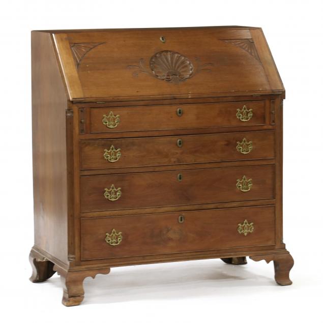 antique-chippendale-style-carved-walnut-slant-front-desk