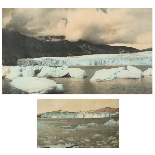 two-antique-hand-tinted-photographs-of-alaskan-glaciers